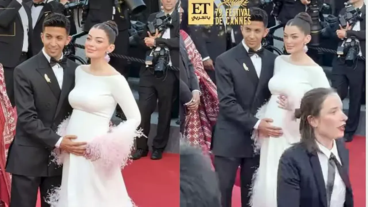 ليلى زاهر تستعرض حملها مع زوجها في كان السينمائي